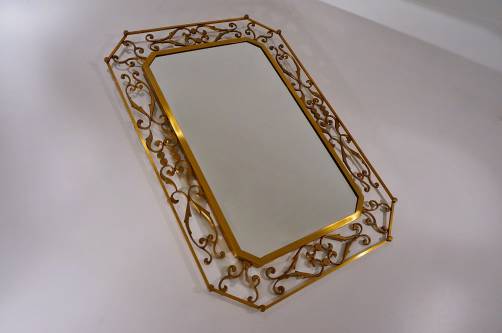 Antique bronze frame mirror, by Moderna, 1940`s ca Italy